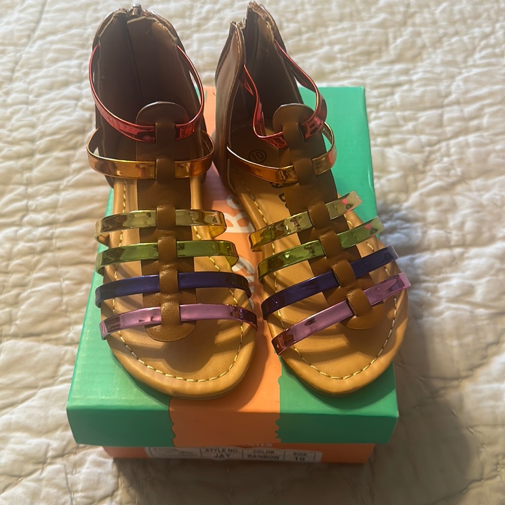 Jelly Beans Rainbow Sandals 10 nib
